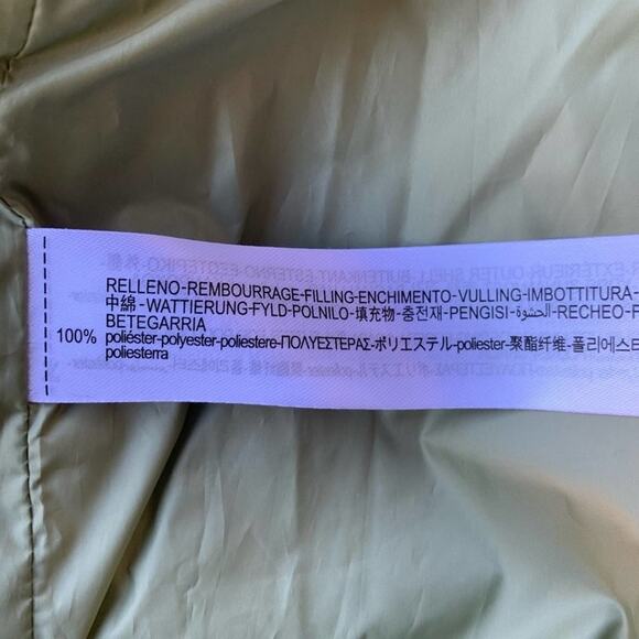 Zara Green Floral Puffer Hooded Jacket Size Medium/Large - Picture 8 of 12